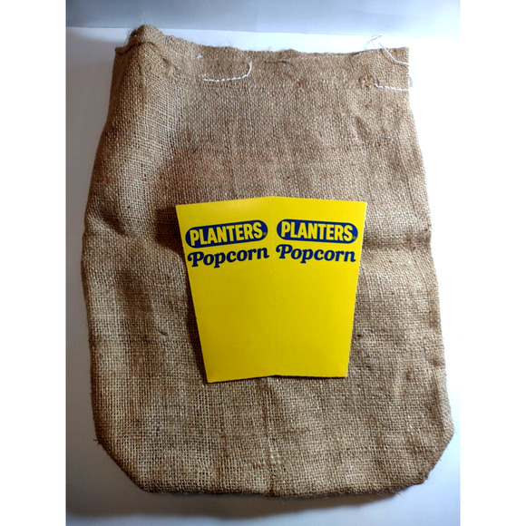 Planters Mr Peanut Vintage Burlap Roasted Nut 5 Pound Bag Sack + Popcorn Holder - Picture 5 of 5